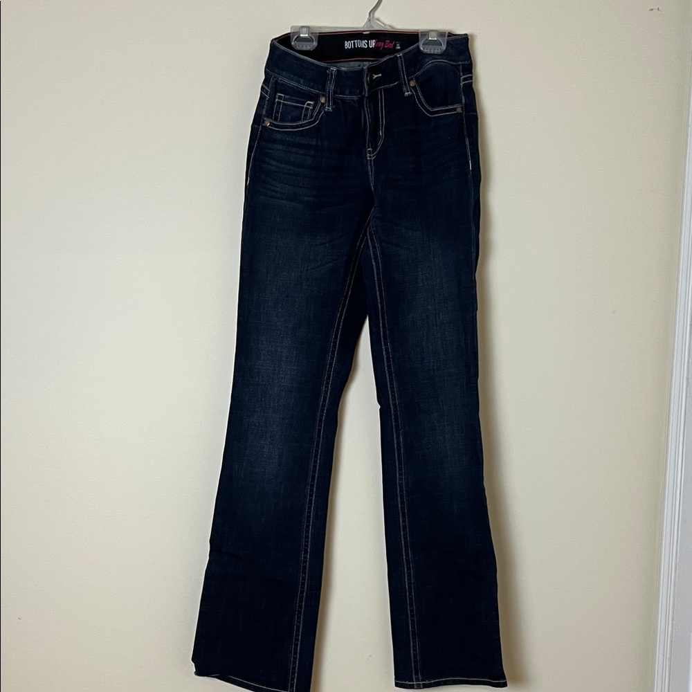 Warehouse One Dark Blue Women's Jeans 25 long Bottoms Up curvy bootcut